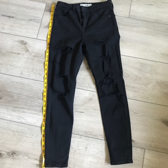 Topshop motto Jaime black distressed jeans skinny - Picture 3 of 8